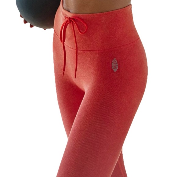 Free People Pants - Free People Movement Mandarin Red Orange W/Drawstring Leggings Size Medium/Large